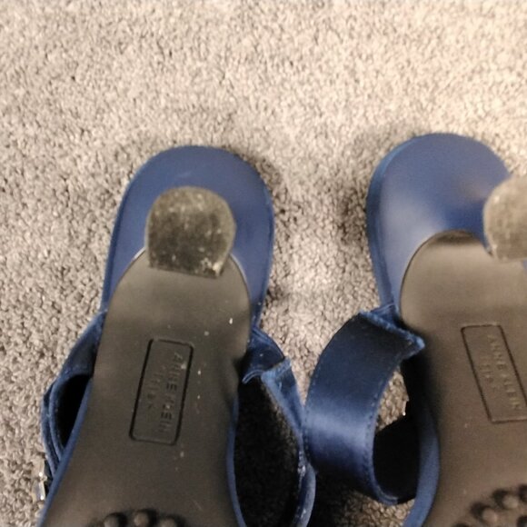 Anne Klein iFlex Josie Heeled Sandals Womens 5.5 M Navy Blue Satin Rhinestone - Picture 12 of 13